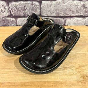 Alegria By PGLite Black & Purple Patent Leather Slip On Shoes Size 37